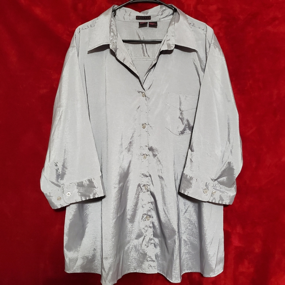 Silver Stretch Blouse Size 3X